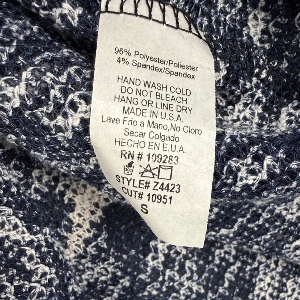 Vintage Havana Star Sheer Hooded Knit Pullover - Navy & Cream Small - Picture 3 of 14